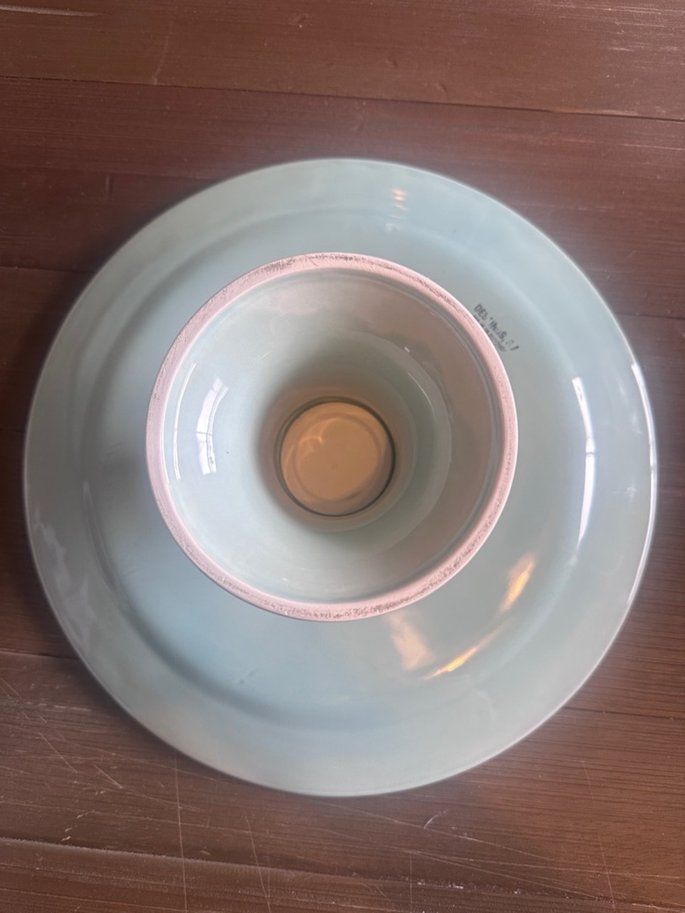 Vintage SADestinos Beaded Edge Blue Pedestal Cake Stand Plate from Anthropologie - Picture 5 of 6